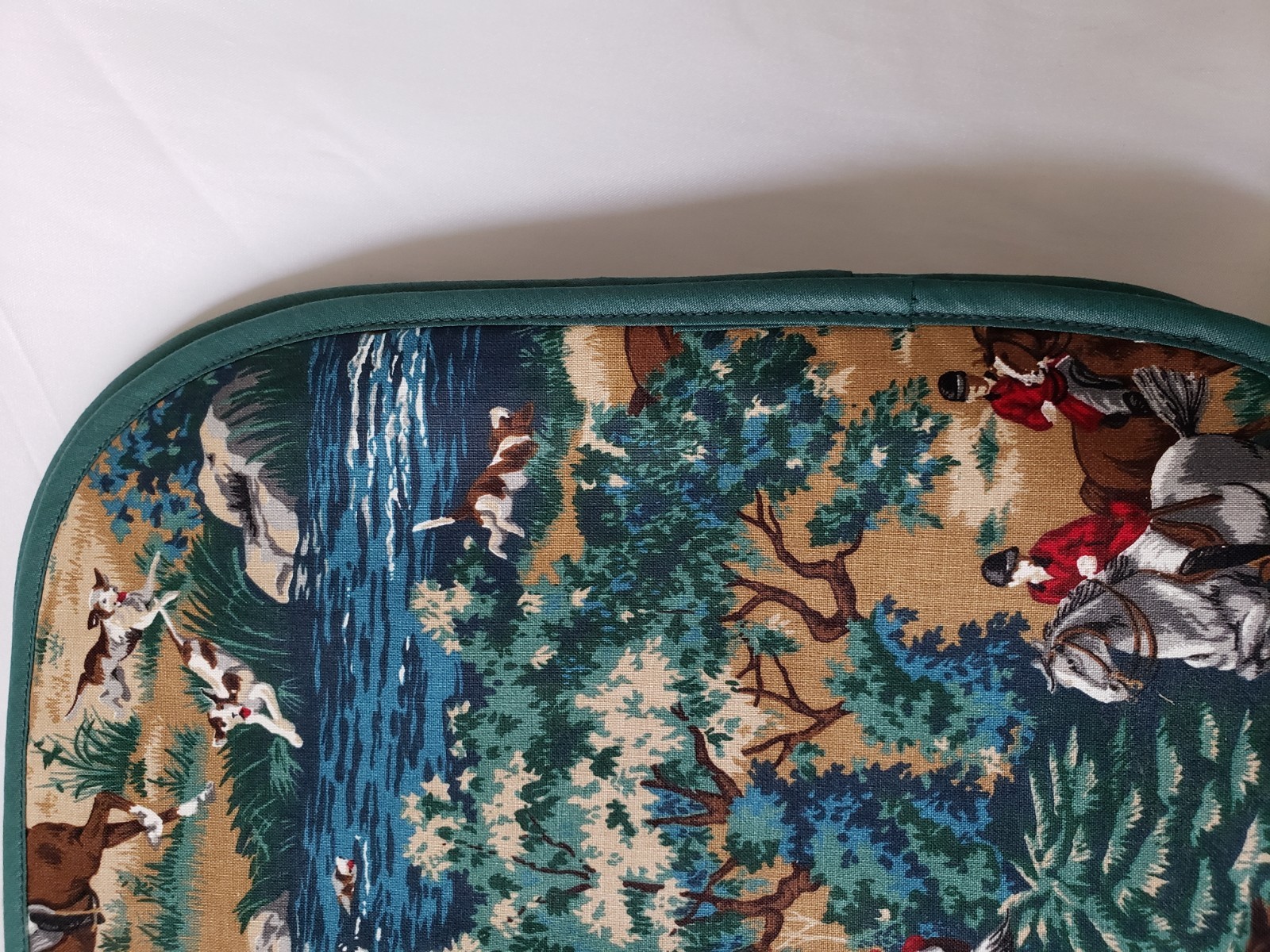 Set 6 Vintage Tally Ho Scene Fox Hunter Green by Kemp & Beatley Place mat Unused