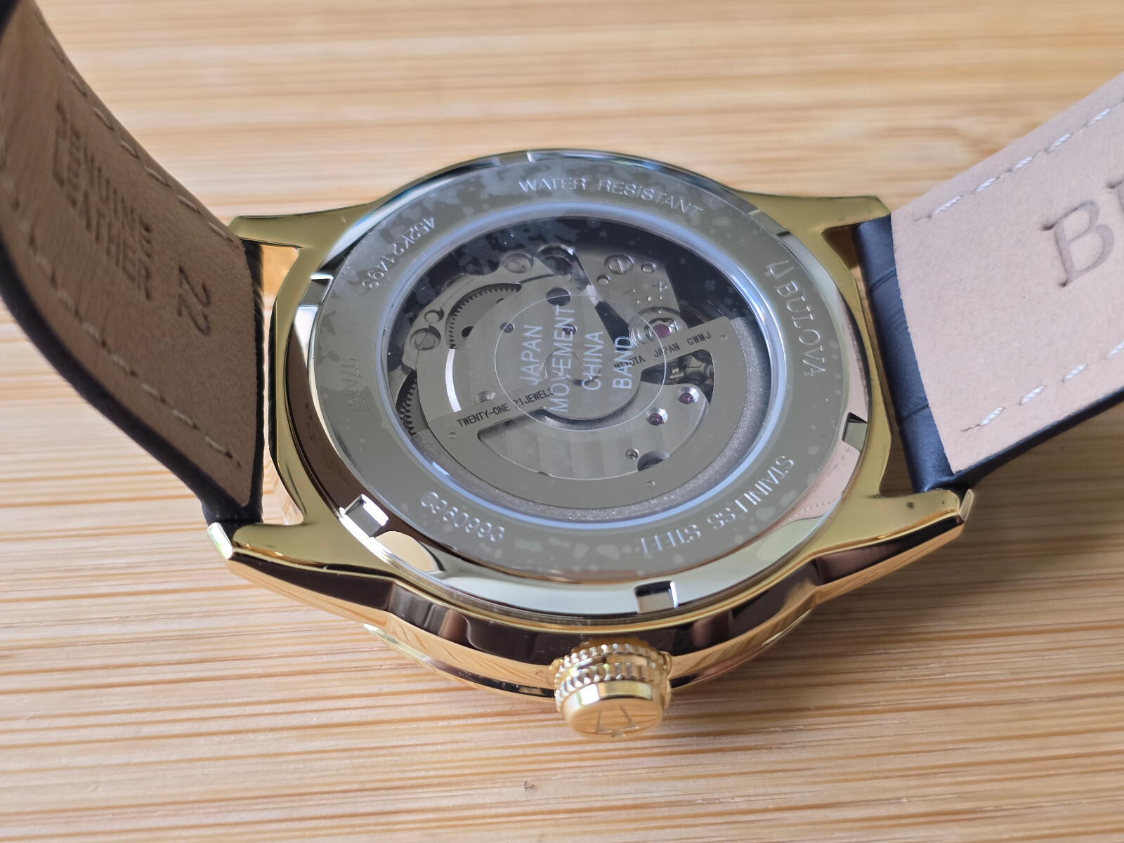 Pre-owned Bulova Men's Watch Automatic Gold Tone White Dial Stainless Steel Watch 97a187