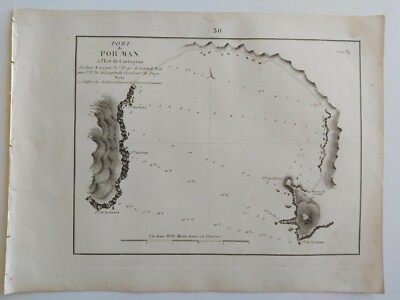 1858 Gauttier Carta Náutica Mapa Plano Portman Punta de la Galera Murcia