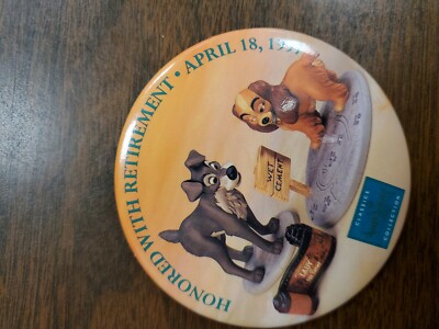 Honored W Retirement Lady & Tramp 97 Classic Walt Disney Collection Pin 3'' round