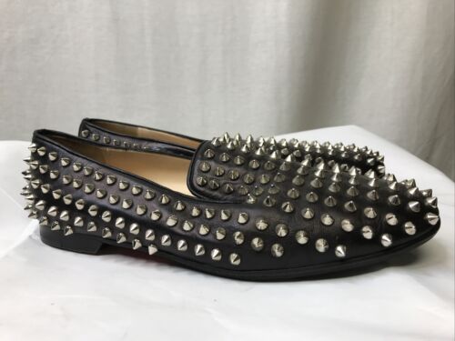 Auth CHRISTIAN LOUBOUTIN Dandelion Spikes Black Leather Mens Auth CHRISTIAN LOUBOUTIN Dandelion Spikes Black Leather Mens