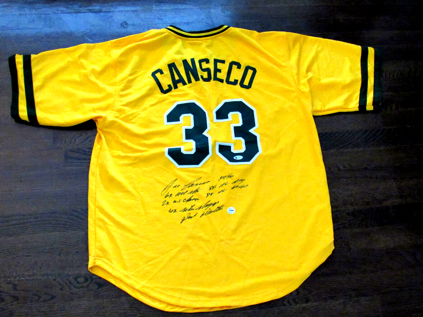 JOSE CANSECO # 33 WSC OAKLAND A'S YANKEES FULL STAT SIGNED