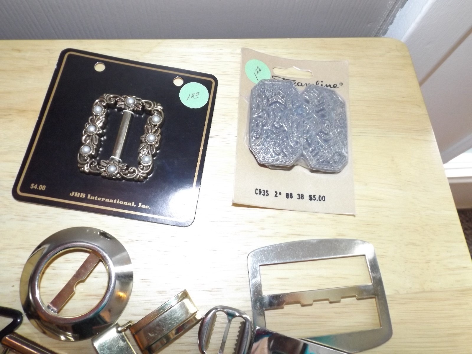 Lot of Vtg Sewing Notions Belt Buckles Clips Rhinestone Buttons