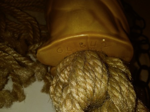 Vintage MACRAME Plant Hanger Boho Fiber Art MCM Ceramic Orange Owl Beads 60s 70s