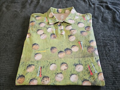 NEW: Bad Birdie Bustle ''Fore'' Lost Golf Ball/Tees Green Polo Shirt SZ Small
