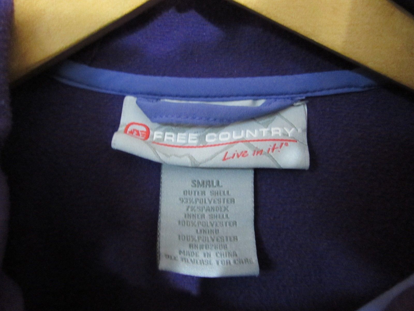 Free Country Womens Soft Shell Water/Wind Hooded Purple Jacket Small