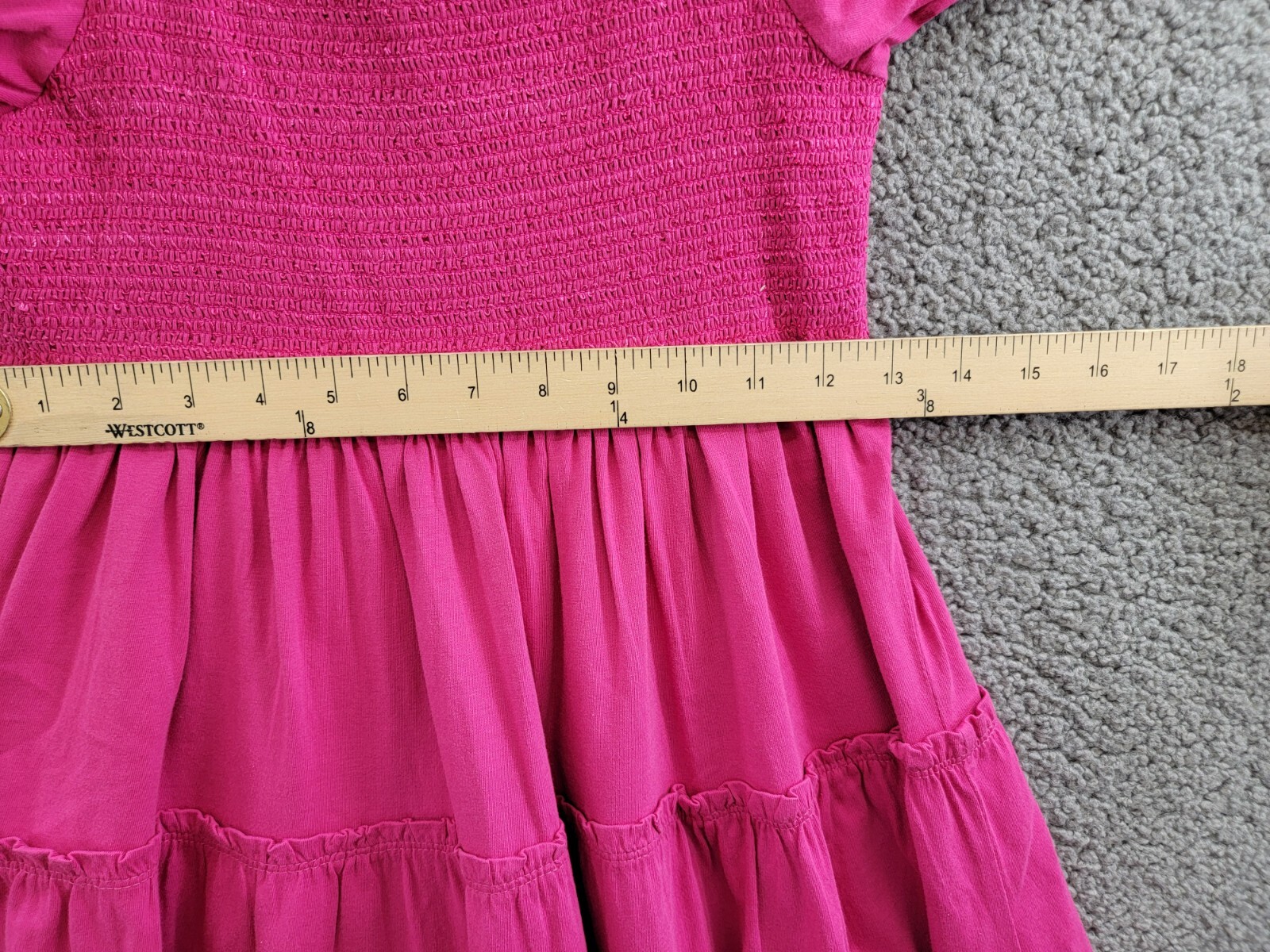 Polo Ralph Lauren Smocked Jersey Dress Big Girls XL (16) Pink Square Neck S/S - Picture 7 of 16