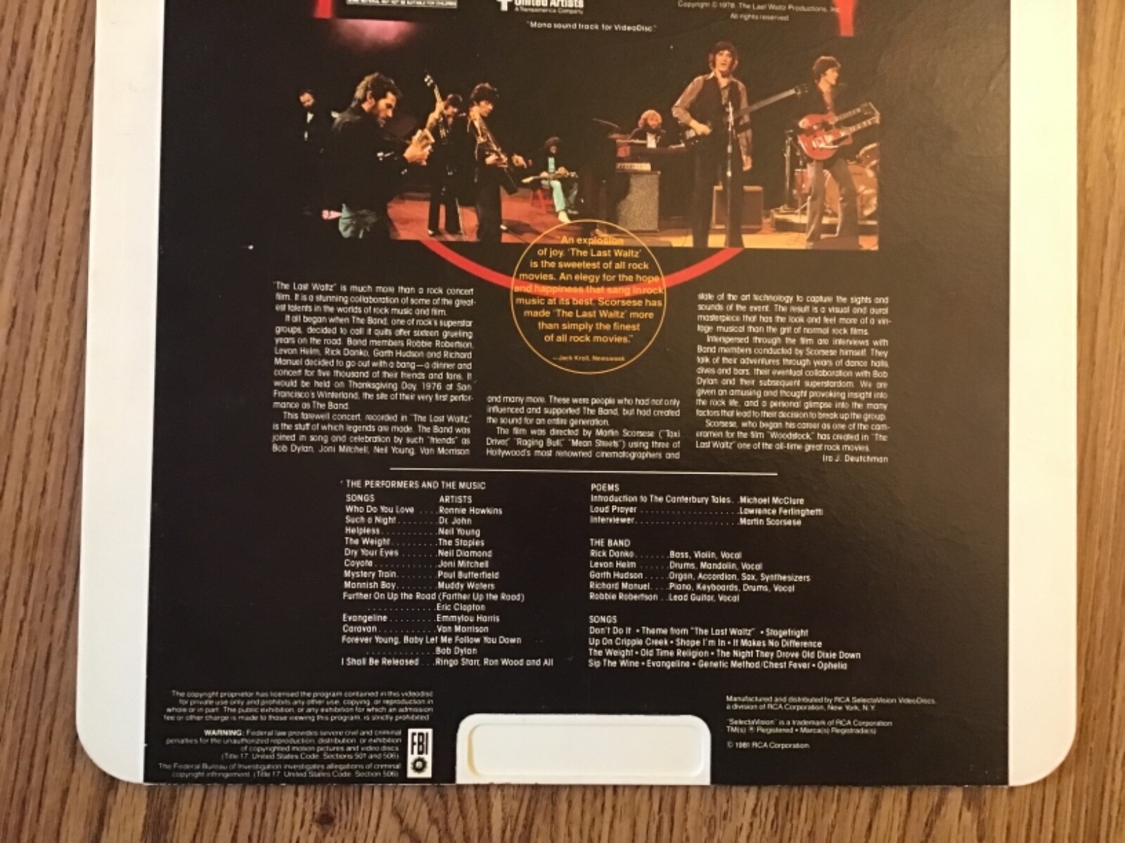 pair of CED videodiscs 1980’s featuring Neil Young & The Band in concert ex cond