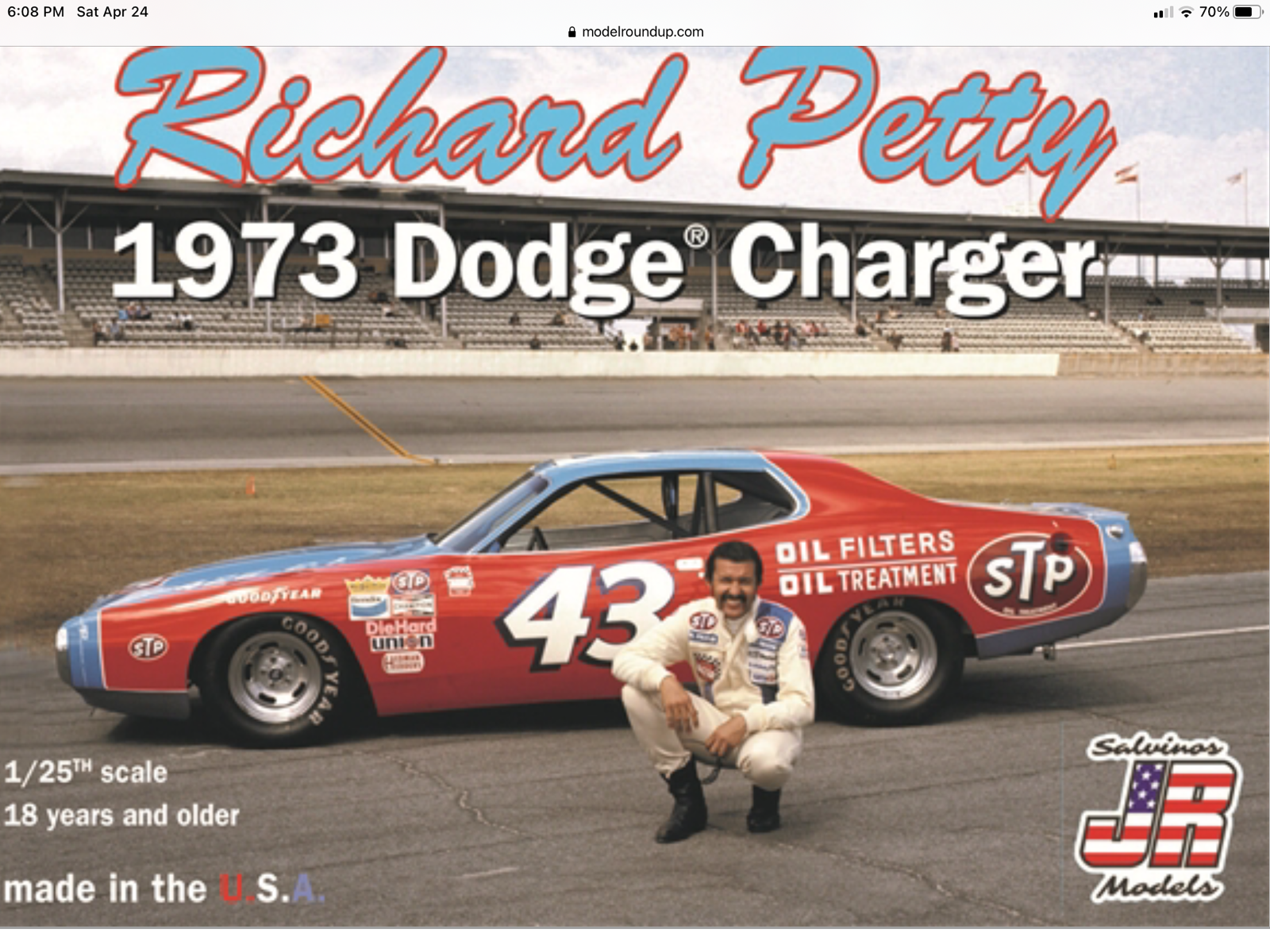 自動車 Richard Petty 1/25 Salvinos jr Plymouth RPCP1972R - Richard Petty 1972 Plymouth Riverside Winner