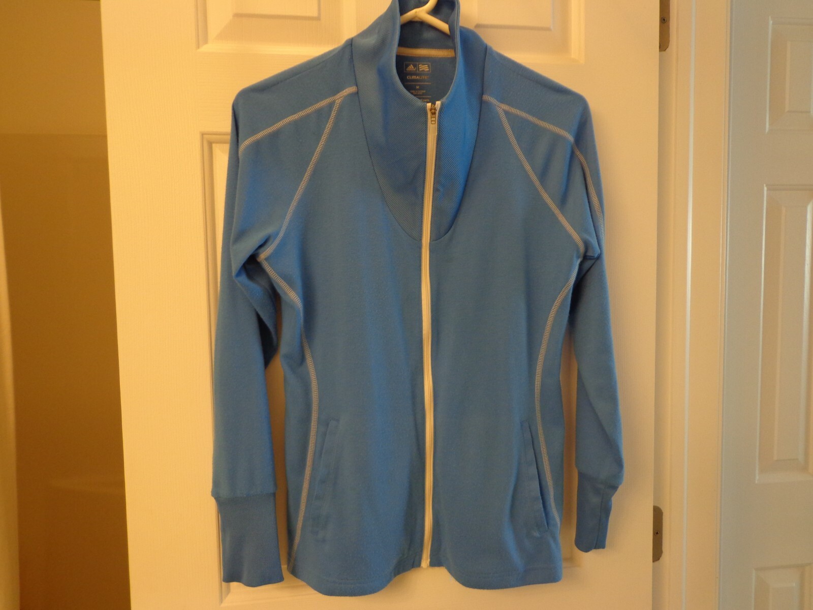 Adidas Women's Zipper Track Jacket Blue w/Pockets Size M | eBay