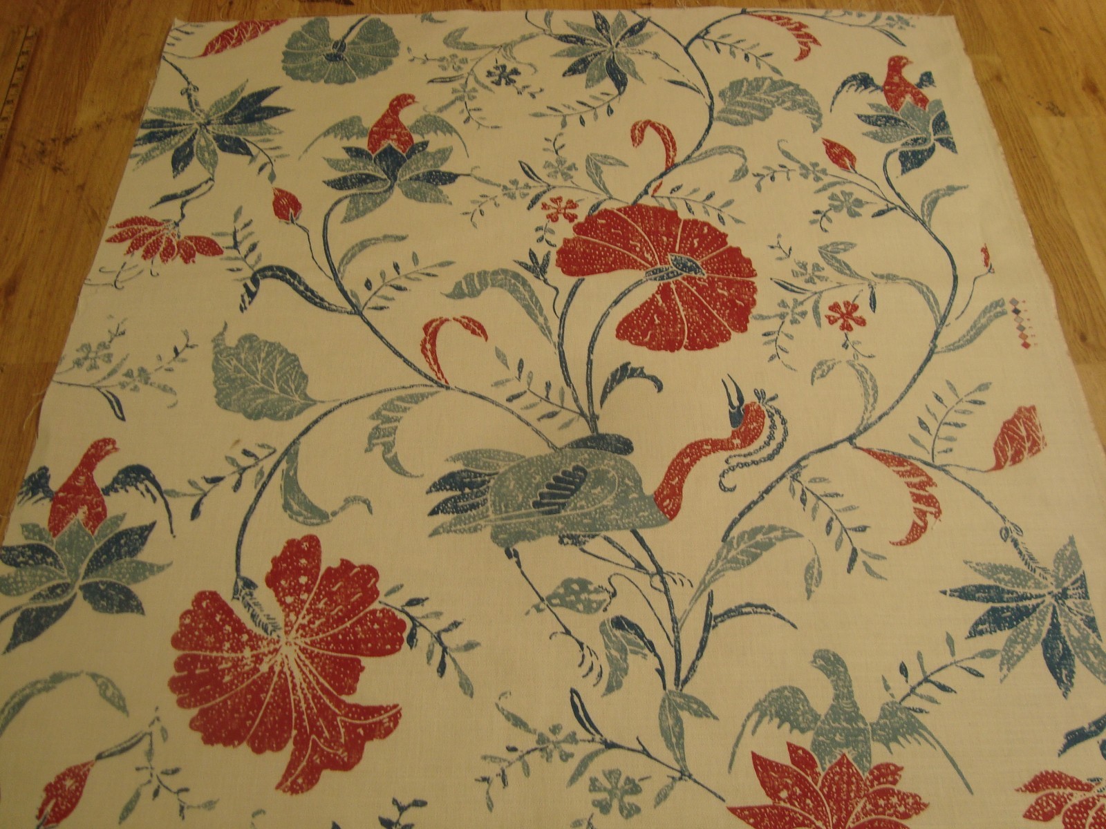 Remnant BRUNSCHWIG FILS BATIK Document BIRDS DRAPERY FABRIC 30