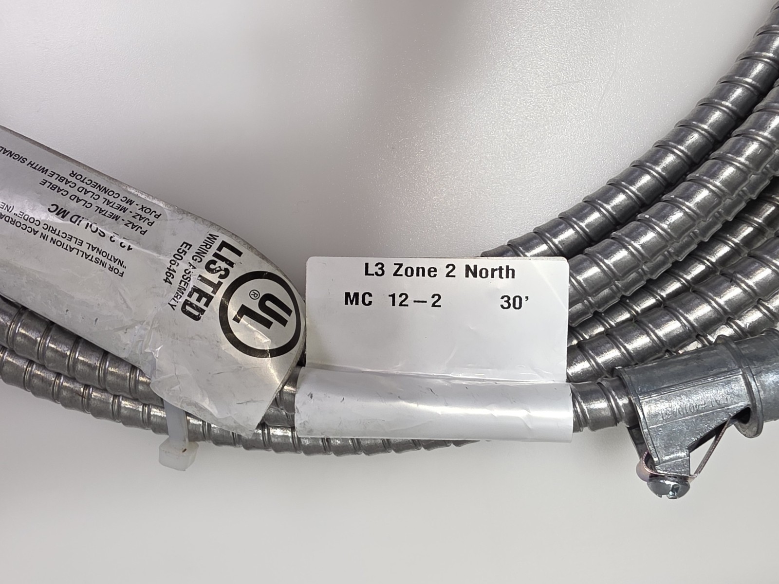 Glide Lite Solid 12/2 Cu  MC (Al) Cable 30' - 25' + 5' Terminated - Ships Free!! - Picture 4 of 5
