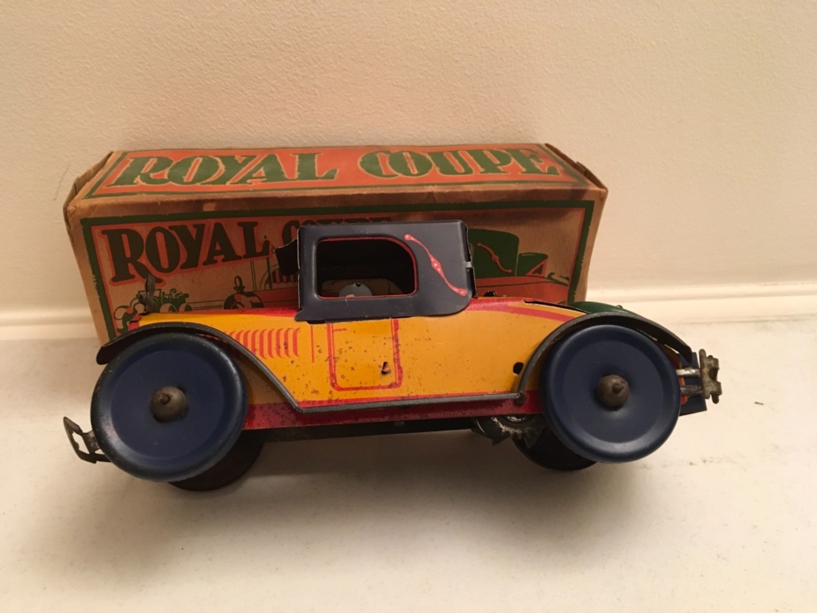 MARX 1920-30’s toy Royal Coupe tin litho car with Box!