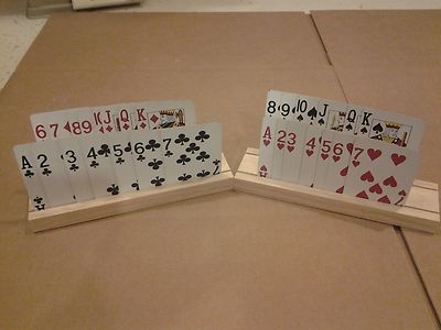SET OF 2 HAND MADE WOODEN PLAYING CARD HOLDERS MADE FROM SELECT PINE