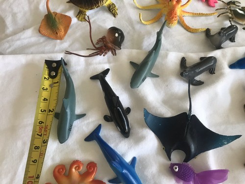 Huge LOT of 77 SEA CREATURES Figures Sharks Squid Rays Seals Angler Fish Whales