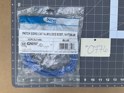 ICC 14' Cat 5e Patch Cord / Cable Molded Boot - Blue ICPCSJ14BL