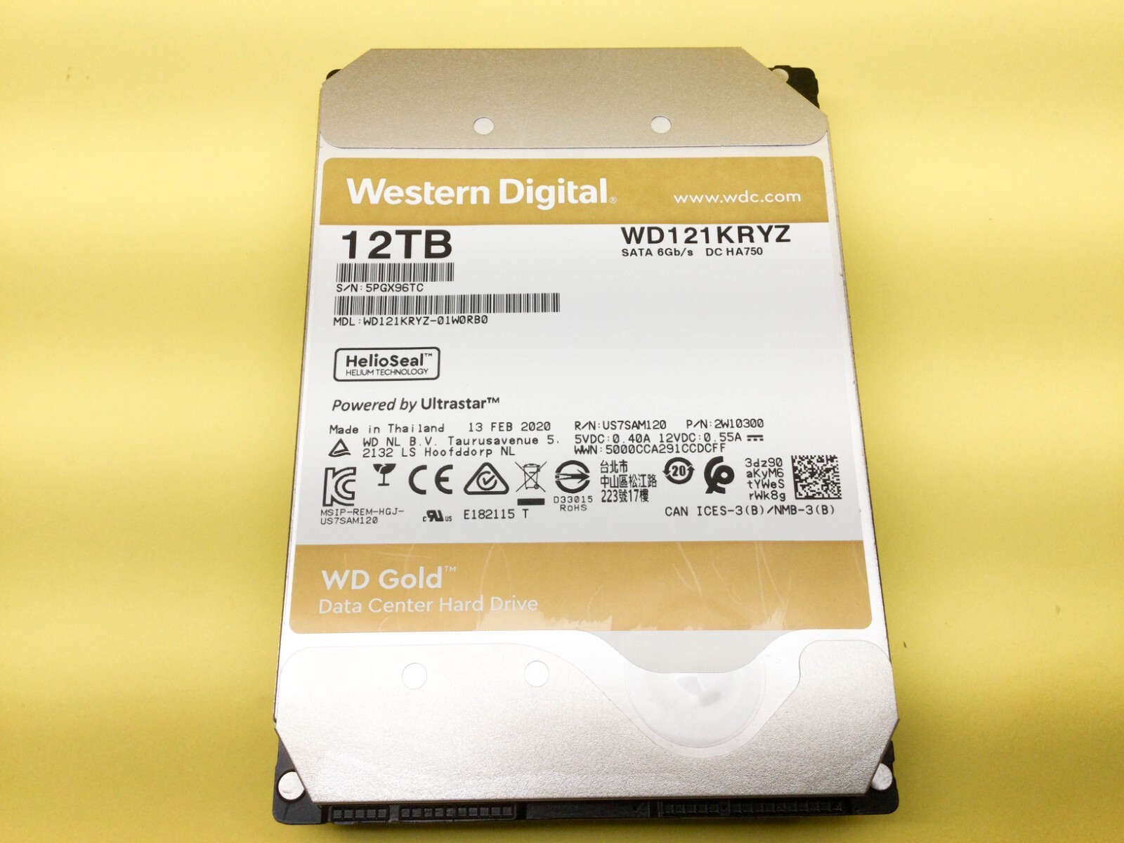 内蔵型ハードディスクドライブ Western Digital HDD 12TB WD121KRYZ WD Gold 12TB Enterprise Class Hard Disk Drive - 7200 RPM