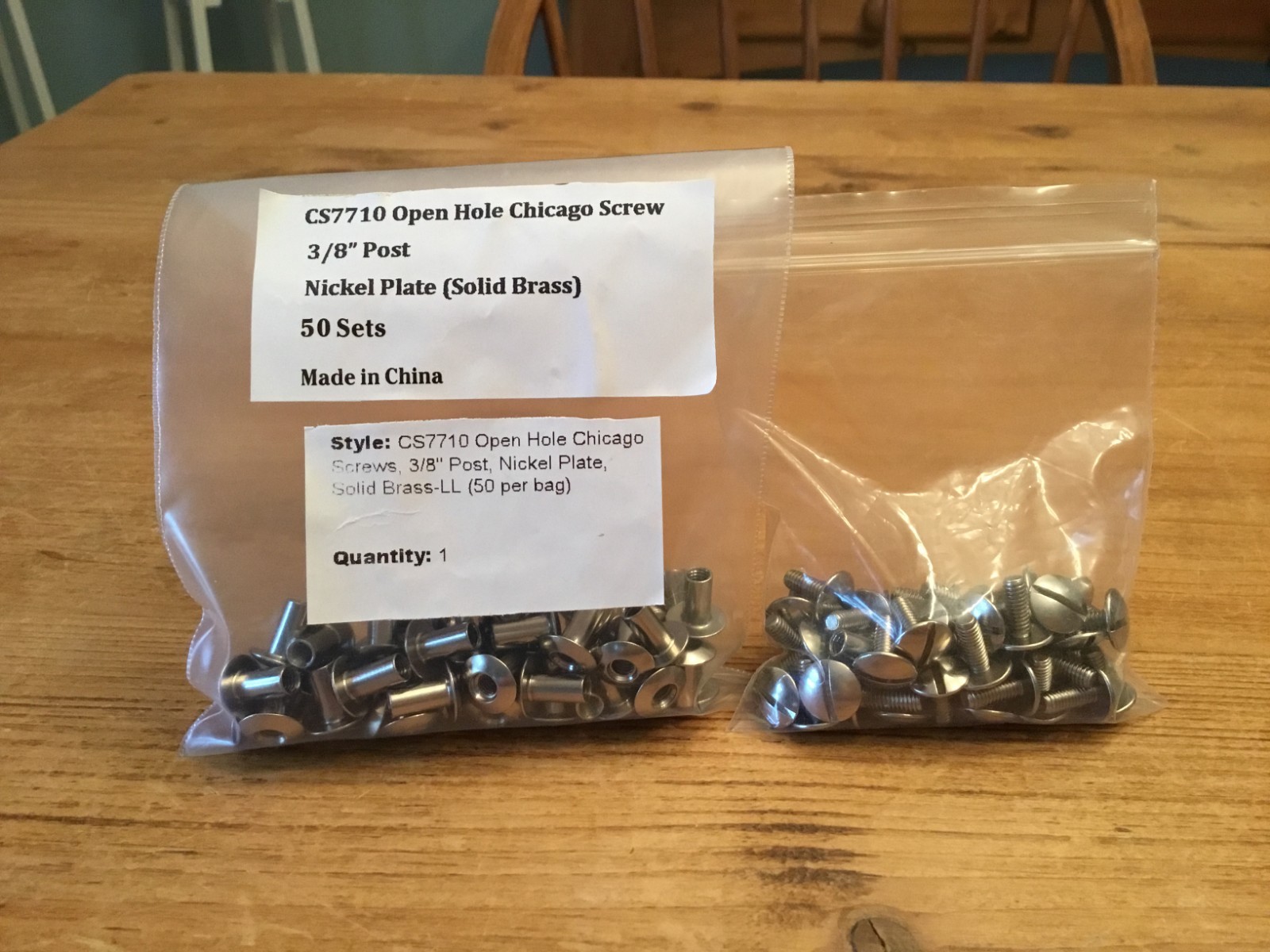 CS7710 Open Hole Chicago Screws, 3/8