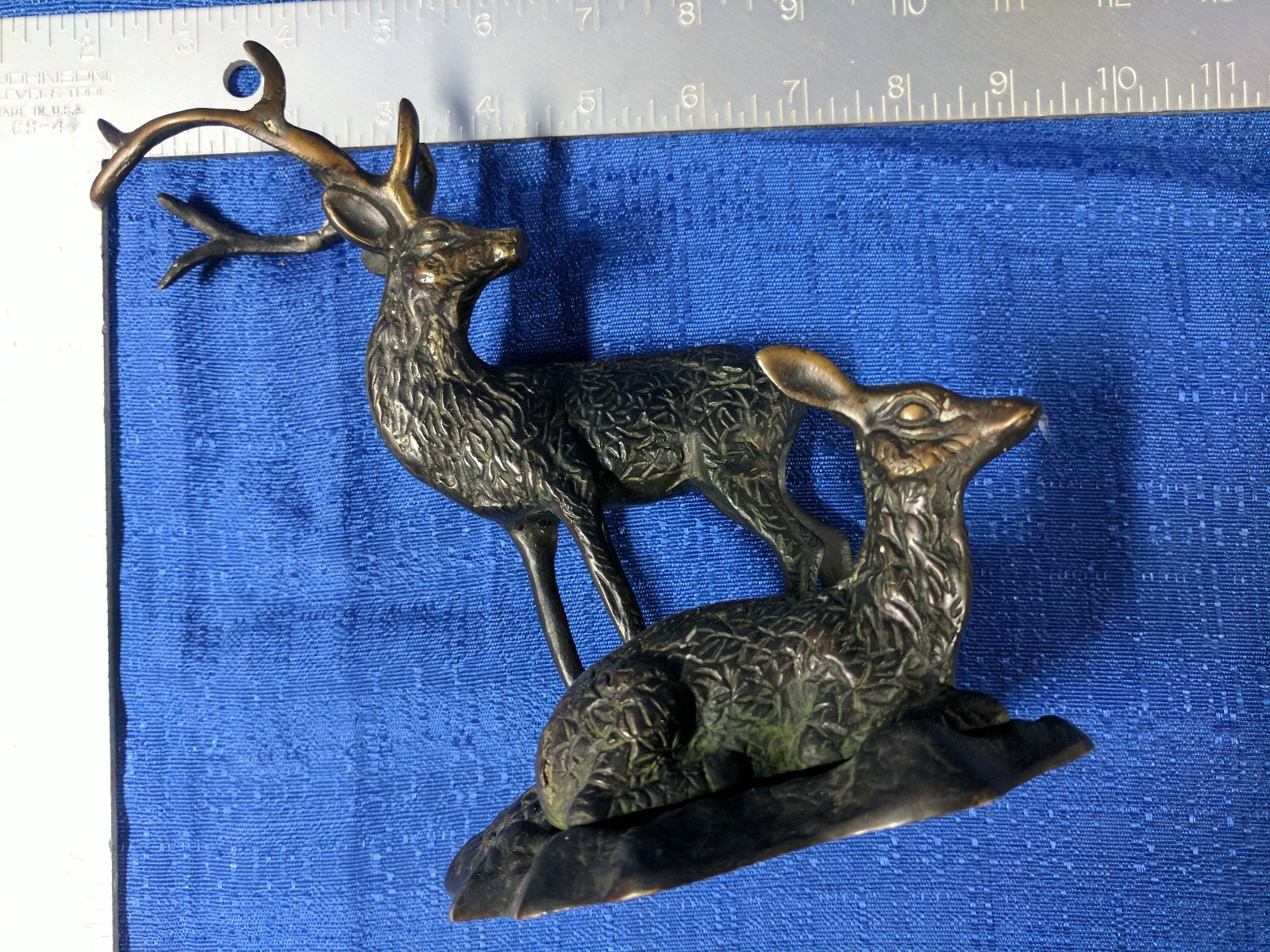 VINTAGE BRONZE METAL SCULPTURE DEER ELK FAWN 4'' X 5'' X 7'' high