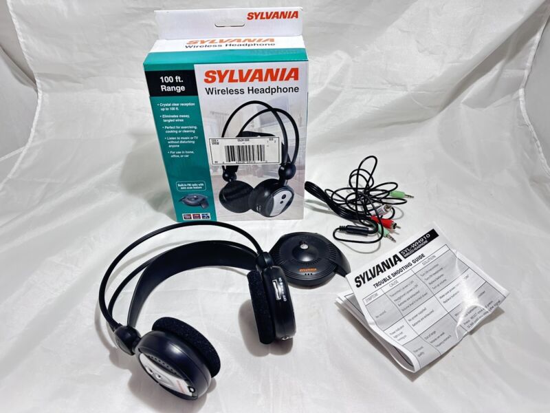 Sylvania Syl-wh910gb Headband Wireless Headphone Fm Radio 100ft
