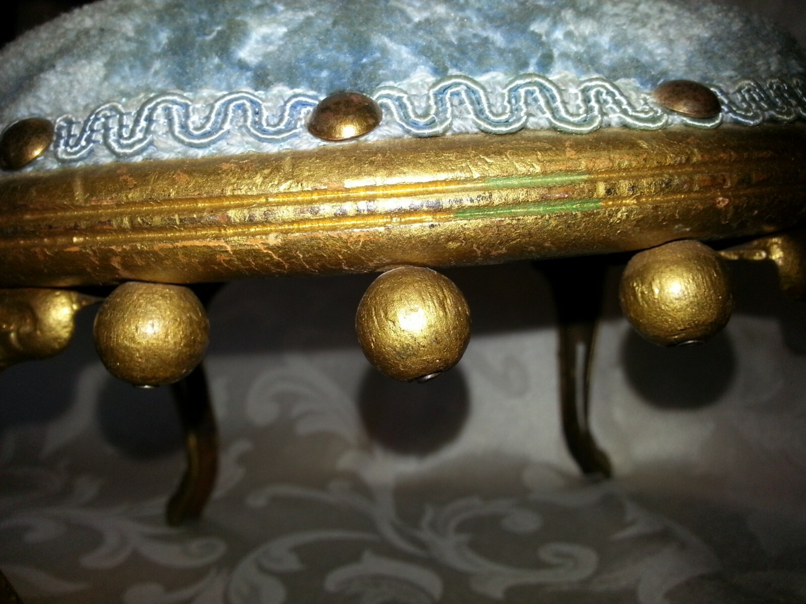 Vintage Small Round Cast Iron Legs Foot Stool