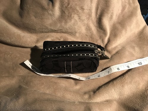 Coach Black Small Wallet 5.5x3 Hand Wallet Cosmetics Lipstic Mini Bag  Leather