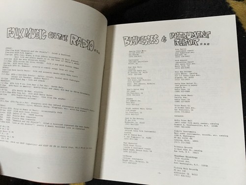 rare 1984 San Francisco Folk Music Directory book 40 pages