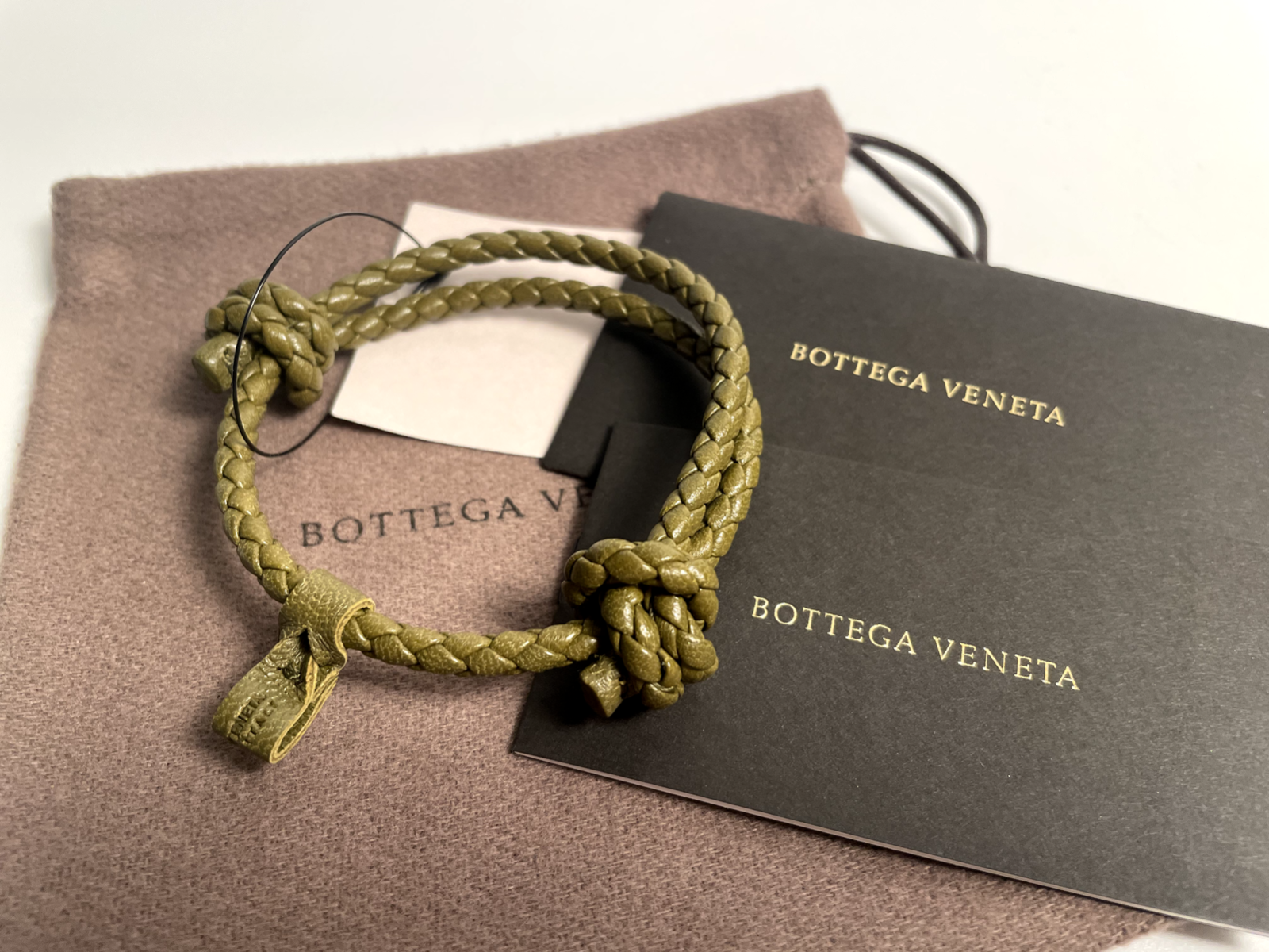 New Bottega Veneta Intrecciato Bracelet Leather Mud Men's