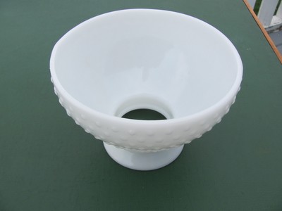 Vintage White Hobnail Glass Shade 8 inch Fitter Polished Rim