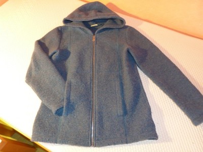 Wollfleece Kapuzenjacke  Waschbär/Enna, Blau, Größe 36/38
