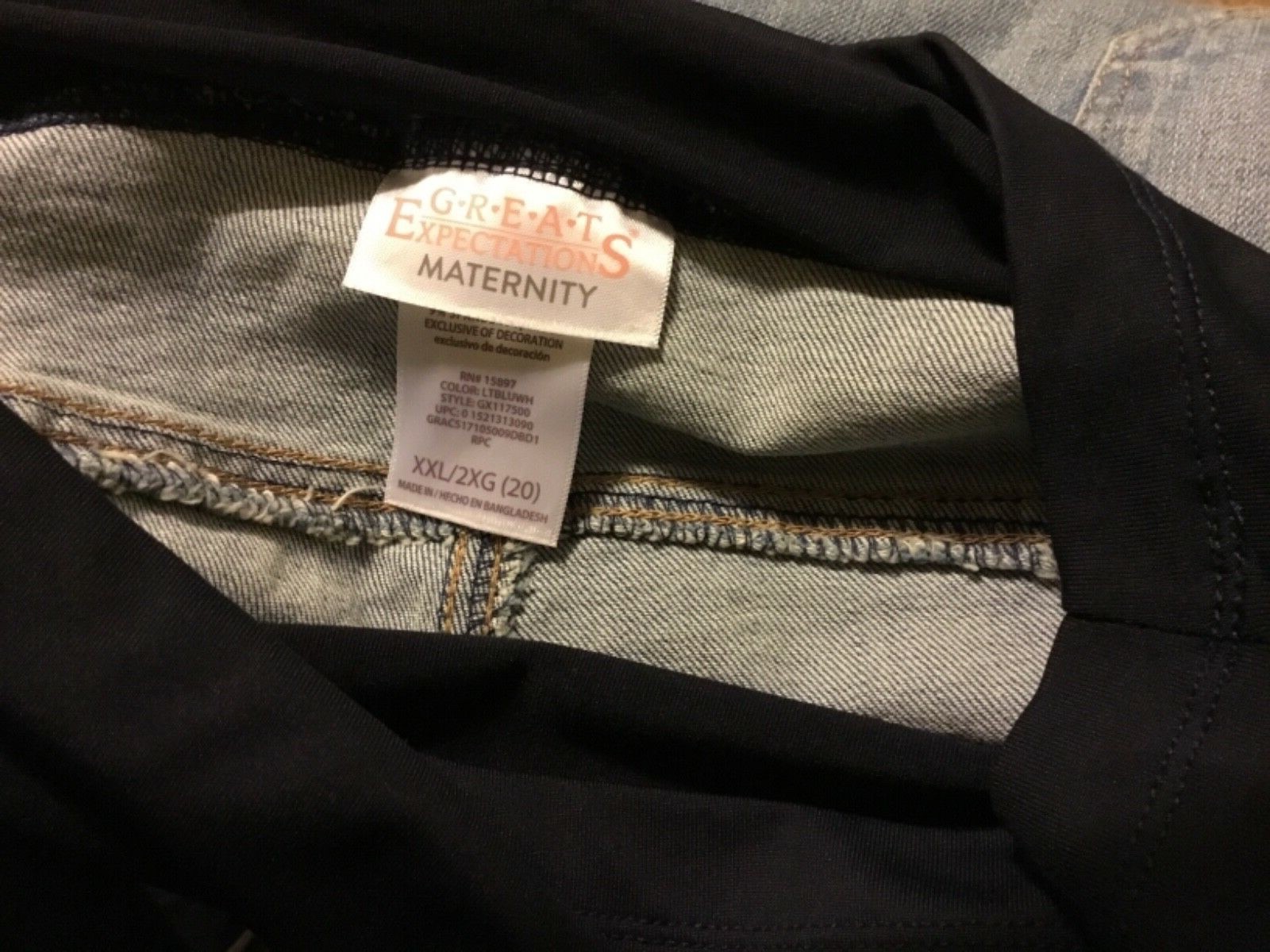 GREAT EXPECTATIONS MATERNITY BLUE DENIM JEAN PANTS SIZE XXL 20 STRETCH WAIST