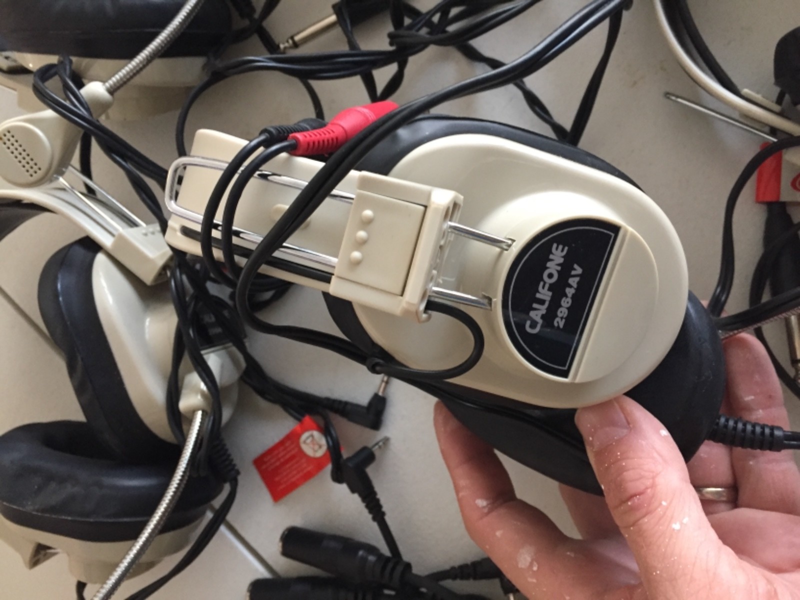 Lot of 7 Califone 2964AV CardMaster Headphones Headset with Boom Mic Microphone