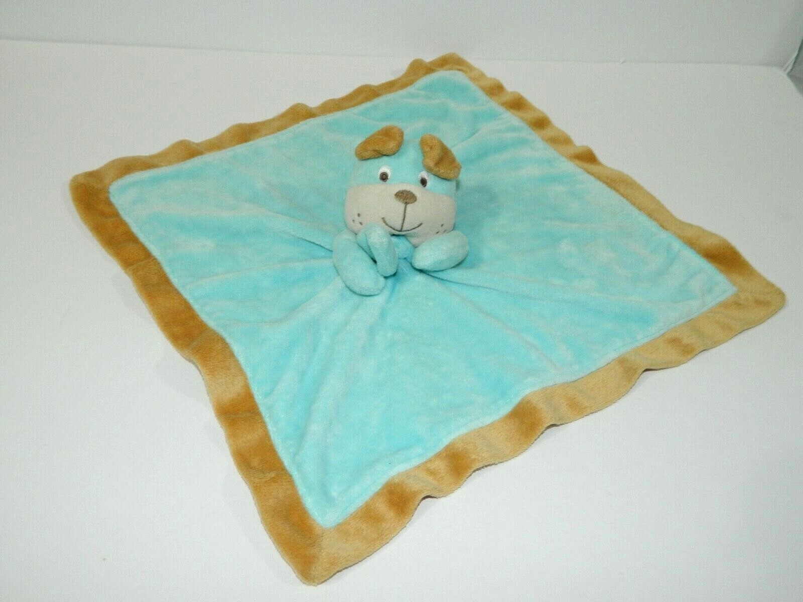100% Baby Blue Brown Puppy Dog Security Blanket Infant Lovey Nunu
