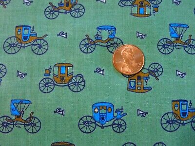 VTG 1950's Novelty Quilt Fabric French Carriages, 36'' wide X 54'' length Cotton
