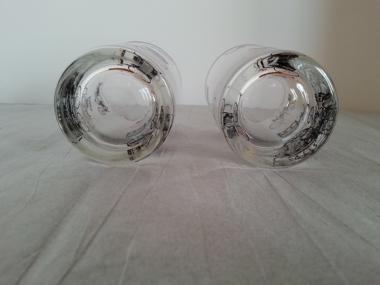 2 Vintage Libbey Horseless Carriage/Buggy Rock Glasses ca 1920 - 1950