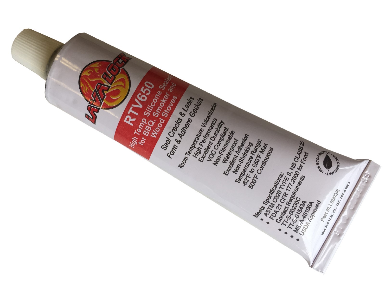 LavaLock® Red RTV 650 F BBQ smoker & Wood stove adhesive sealer gasket maker 3oz
