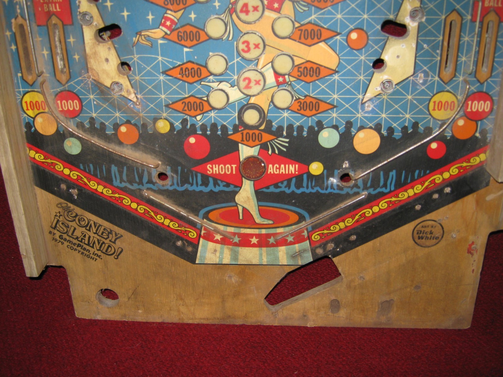 Vintage Coney Island Pinball Playing Field Game Plan, Inc.1979 Man Cave Wall Art
