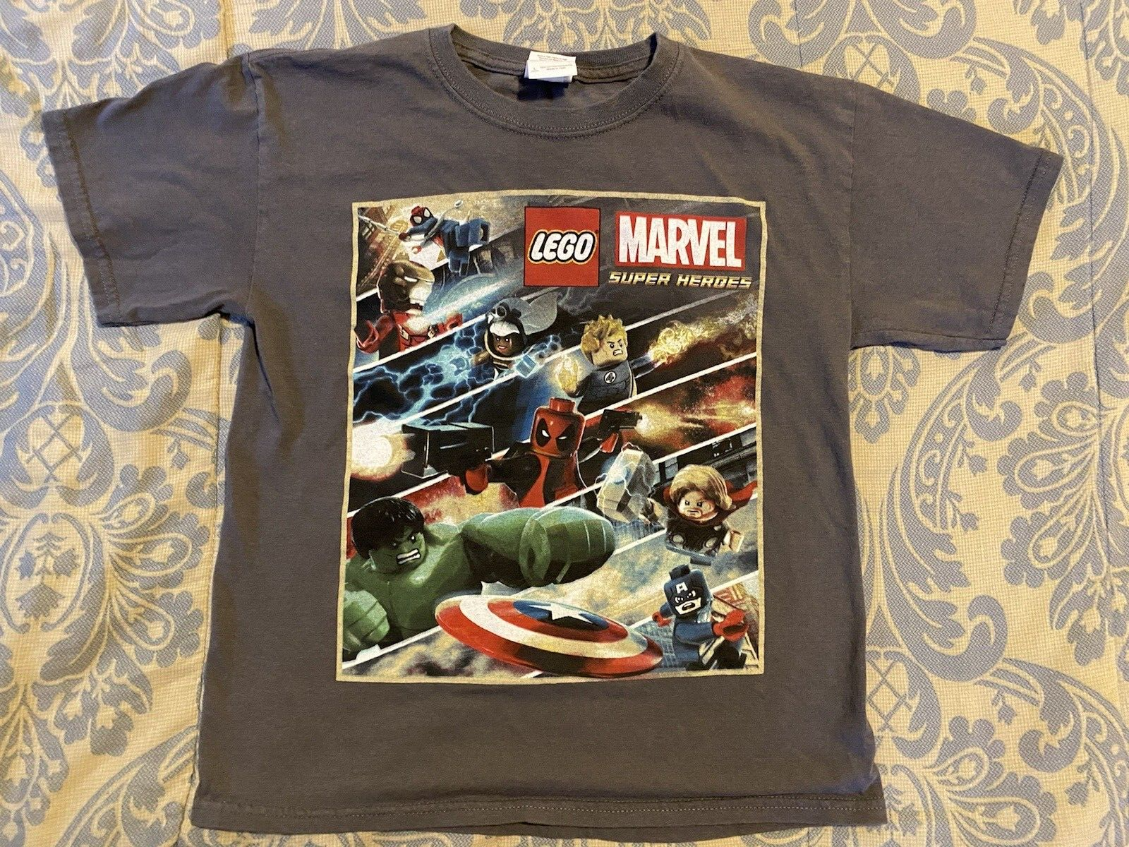 MARVEL スーパーヒーロー Tシャツ Lサイズ ダークグレー MARVEL マーベル Tシャツ 半袖 アイアンマン アベンジャーズ