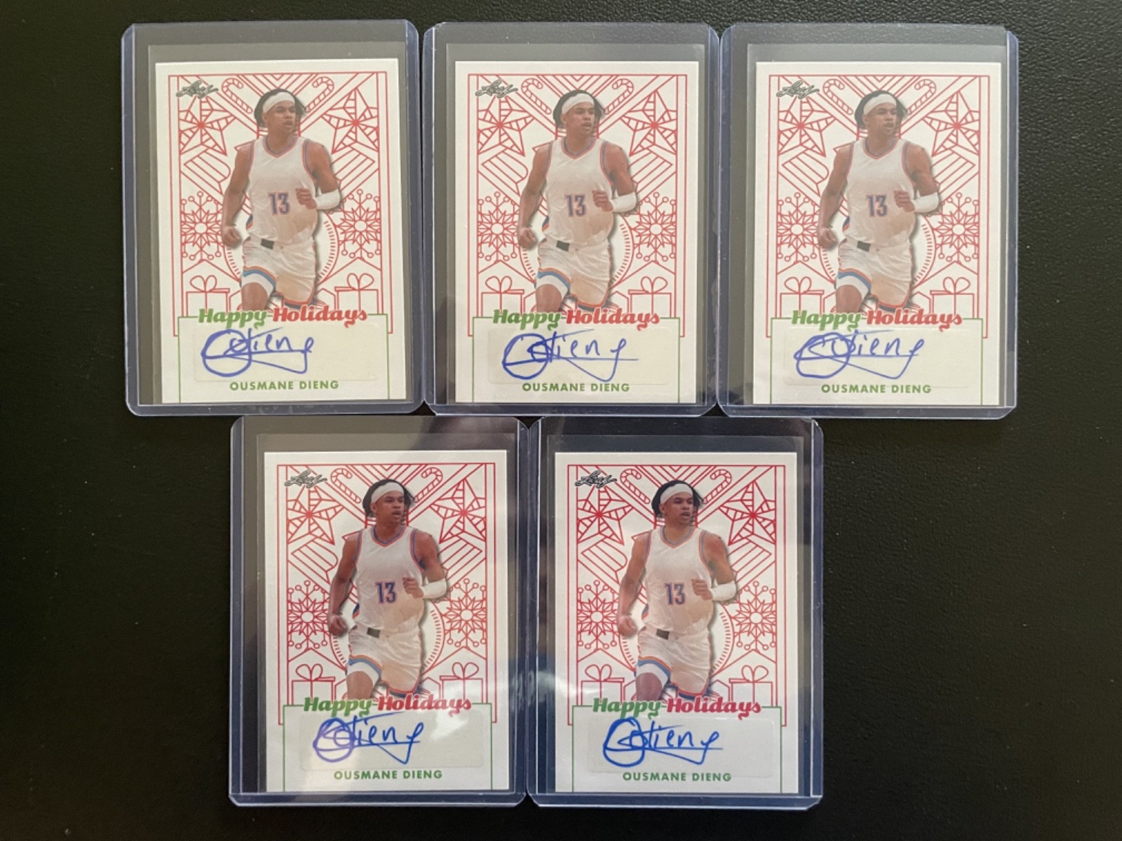 2023 Leaf Happy Holidays Ousmane Dieng Auto Autograph RC Rookie Lot Of 5 #13