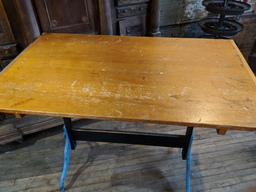 Hamilton Drafting Table Cast And Wood Industrial Desk Dining Kitchen Drawing Art
