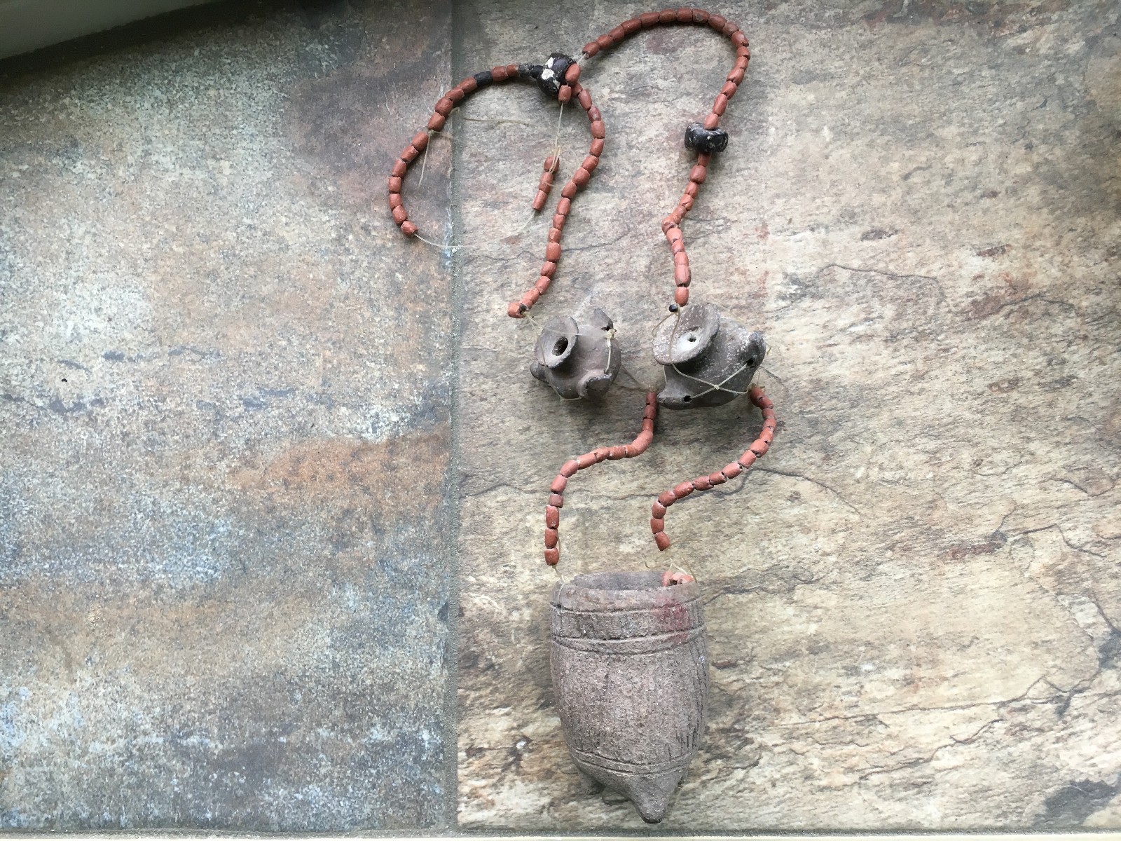 Pre Columbian Mexico Colima Beaded Necklace With Terracotta Vessels Jars Bowls