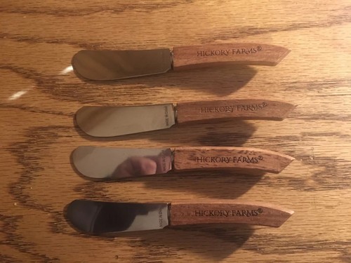 Set of 4 Hickory Farms Wooden Handle Cheese Spreader ~Brand New~