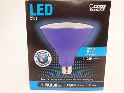 LED BLUE PAR38 FLOOD LIGHT WEATHERPROOF Indoor Outdoor Bulb Feit Electric 
