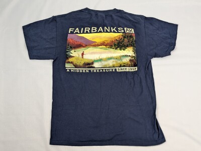 Vintage Fairbanks Alaska A Hidden Treasure Blue Adult T-shirt Small