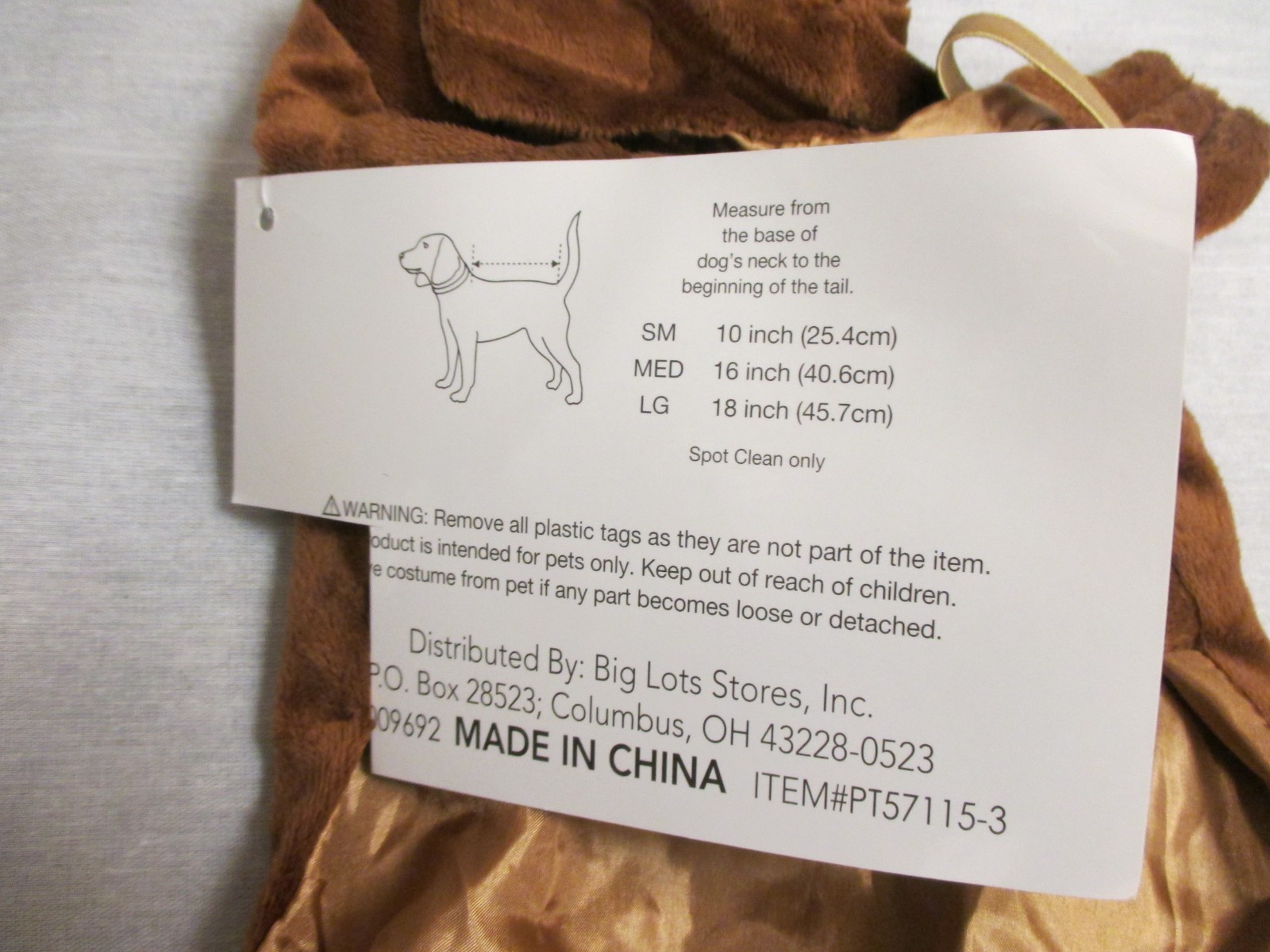 NWT Halloween Dog Puppy Costume Monkey Chimp Plush S Small 10 inches