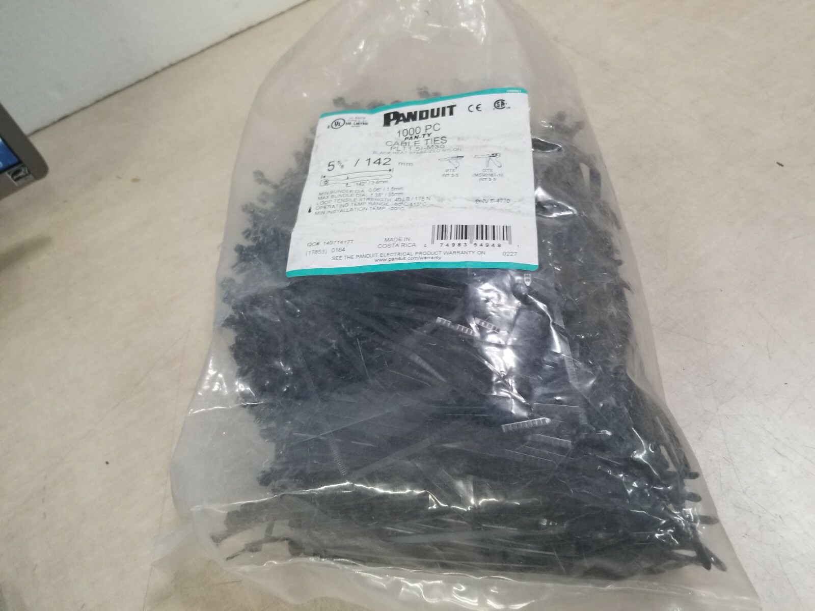 1000 Cable Ties Panduit Pan-Ty 5.6