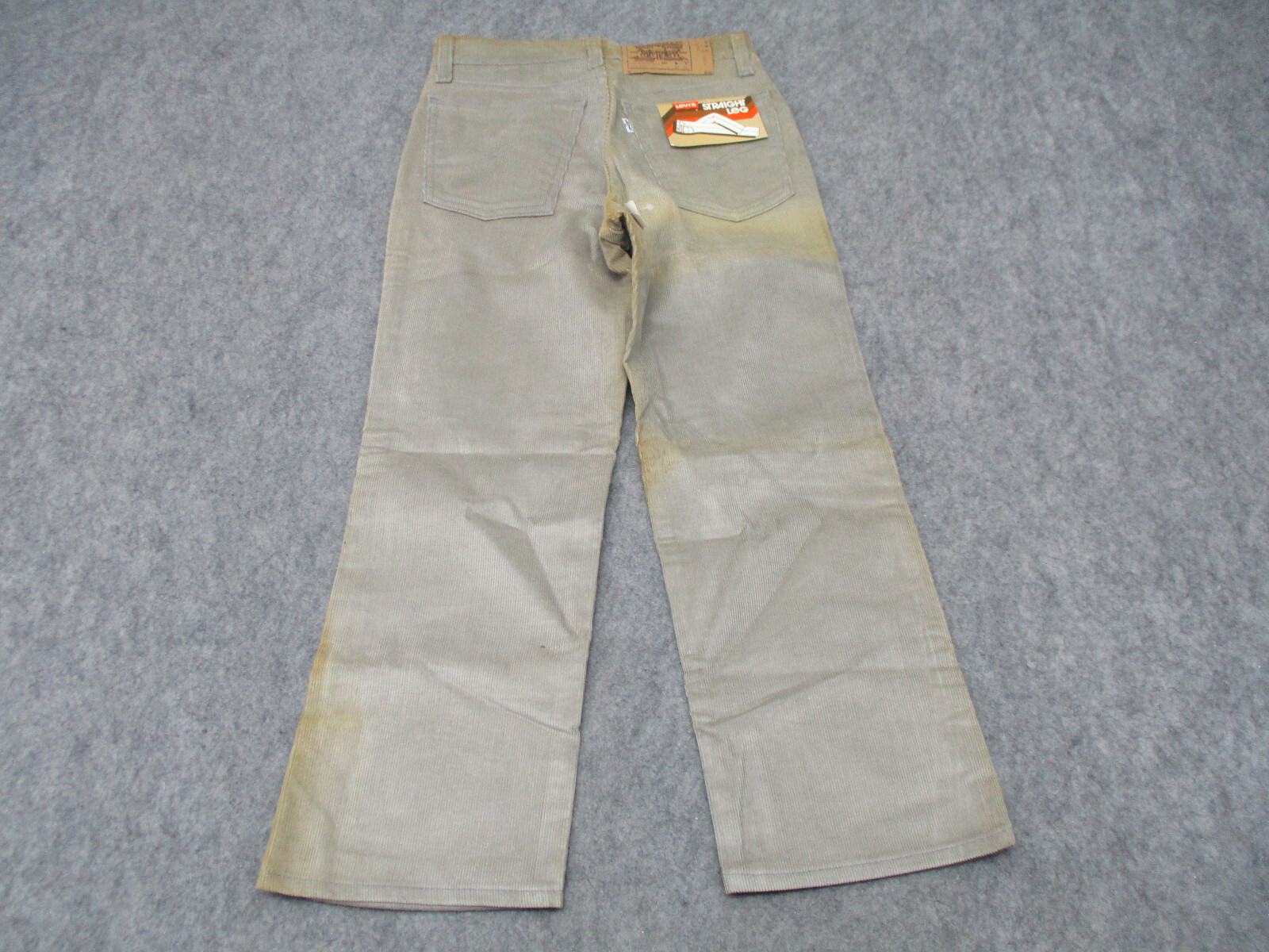 VINTAGE Levis Pants Boys 27x23 Gray Corduroy Straight Leg
