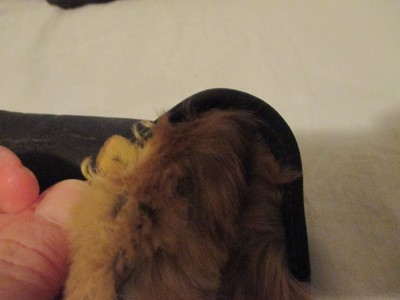 VINTAGE BROWN LEATHER GLOVES LINED W/RABBIT FUR & SHEEP/LAMB YOUTH LARGE