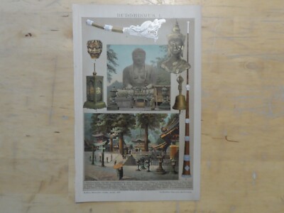 Orig.(1893) Chromolithographie Buddhismus I. (B2)