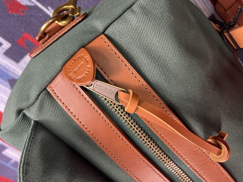 Pre-owned Filson Small Rugged Twill Duffle Bag 20192729 Made In Usa Hemlock Green Tan Rare